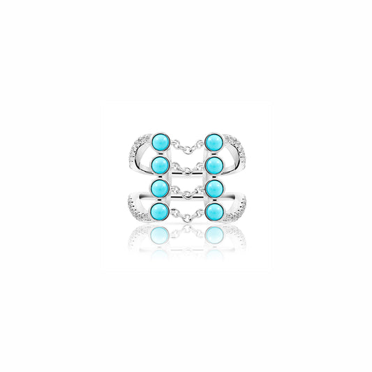 Lago Huachi Ring in 18ct White Gold with Turquoise and Diamonds